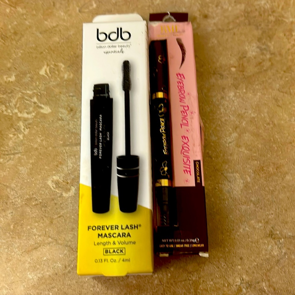 Billion dollar beauty Forever Lash Mascara /Romantic Beauty brow pencil spoolie